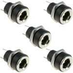 Dc 5, 5 mm x 2, 1 mm dc power jack socket 2 bornes type femelle panneau mount connecteur noir 5pcs 3a ...
