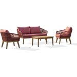Dcb garden - bahia - salon bas de jardin 5 pl en bois d'acacia et corde tiss�e