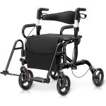 Relax4life - déambulateur 4 roues pliable léger aluminium, poignée réglable 87 - 99 cm, rollator adulte, ... Relax4life - déambulateur 4 roues pliable léger aluminium, poignée réglable 87 - 99 cm, rollator adulte, ...