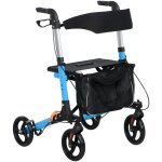 Dambulateur 4 roues - pliable, lger - assise, dossier, poignes ergonomiques rglables, frein  main ...