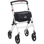 Homcom - dambulateur pliable rglable lger 4 roues rangements frein alu blanc noir