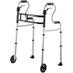 Deambulateur pliable a roulettes, conception polyvalente 3 en 1, hauteur et largeur reglables, cadre ...