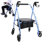 D�ambulateur � quatre roues avec poign�e r�glable en hauteur pour personnes �g�es (8236)