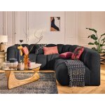 Lisa design - debbie - canapé modulable d'angle droit 4 places avec accoudoir en tissu texturé - noir ... Lisa design - debbie - canapé modulable d'angle droit 4 places avec accoudoir en tissu texturé - noir ...
