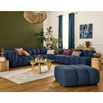 Lisa design - debbie - canap� modulable d'angle droit 5 places en tissu textur� - bleu