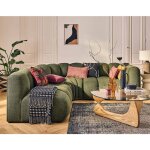 Lisa design - debbie - canap� modulable d'angle gauche 4 places avec accoudoir en tissu textur� - vert ...