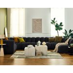 Lisa design - debbie - canapé modulable panoramique d'angle droit 7 places en tissu texturé - noir Lisa design - debbie - canapé modulable panoramique d'angle droit 7 places en tissu texturé - noir