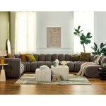 Lisa design - debbie - canapé modulable panoramique d'angle droit 7 places en tissu texturé - taupe Lisa design - debbie - canapé modulable panoramique d'angle droit 7 places en tissu texturé - taupe