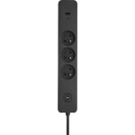 Bloc 3 prises 2p + t 16a avec interrupteur + 2 usb a + c 3, 4a 1, 49m noir - debflex