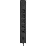 Debflex - bloc 5 prises 2p + t 16a avec interrupteur + 2 usb a + c 3, 4a 1, 49m noir