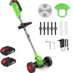 Debroussailleuse electrique sans fil 21v, coupe bordure sans fil avec 2 batterie et 3 types de lames, ...