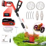 Debroussailleuse lectrique sans fil, dbroussailleuse  gazon avec batterie 21 v 4, 0 ah, poigne tlescopiqu ...