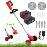 D�broussailleuse sans fil 3 en 1 avec 2 batteries 4. 0a , coupe - bordure 90� r�gler avec roue de guidage ...