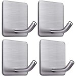 Debuns - 4 pices crochet adhsif, 8kg max crochet mural de salle de bains en acier inox, porte serviette ...