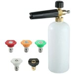 Debuns - canon à mousse avec connecteur rapide 1 / 4', 1 litre, 5 embouts de buse pour nettoyeur haute ... Debuns - canon à mousse avec connecteur rapide 1 / 4', 1 litre, 5 embouts de buse pour nettoyeur haute ...