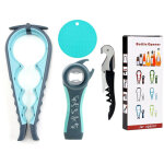 D�capsuleur, ouvre - bocal multifonction bleu et gris, ouvre - bocal pour seniors