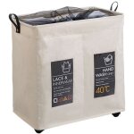 Panier  linge roulant fin 2 compartiments avec roulettes et poigne universelles, panier  linge pliable ...
