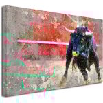 Declina, tableau toile imprime, animaux, tableau dcoration peinture taureau dans l'arene, 50x30 cm