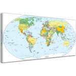 Declina, tableau toile imprime vintage, tableau toile planisphre, 60x30 cm