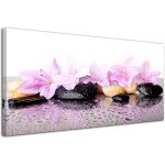 Declina, tableau toile imprimée zen, cadre mural deco zen fleurs et galet, 60x30 cm Declina, tableau toile imprimée zen, cadre mural deco zen fleurs et galet, 60x30 cm