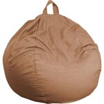 Pouf poire gant xxl d'intrieur en tissu effet lin - 120x150 cm - marron clair
