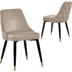 Deco in paris - lot de 2 chaises capitonnées en velours beige dorina Deco in paris - lot de 2 chaises capitonnées en velours beige dorina