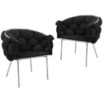 Deco in paris - lot de 2 chaises en velours noir pieds en métal argenté charlotte Deco in paris - lot de 2 chaises en velours noir pieds en métal argenté charlotte