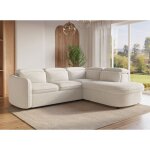 Deco in paris ? canap� d'angle convertible avec coffre de rangement ? tissu bouclette �cru ? m�ridienne ...