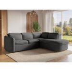 Deco in paris - canap� d'angle convertible avec coffre de rangement en tissu