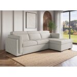 Deco in paris - canapé d'angle convertible en tissu beige chandler - angle droit Deco in paris - canapé d'angle convertible en tissu beige chandler - angle droit