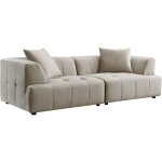 Deco in paris - canap droit 3 places en velours beige kelia