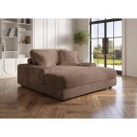 Deco in paris - canap� m�ridienne en gros c�tel� doux taupe daho