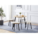 Deco in paris - ensemble table  manger en bois avec 4 tabourets beige irina