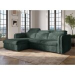 Deco in paris - canap� d'angle convertible en velours c�tel� �pais vert isabella