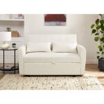 Deco in paris - canap convertible scandinave en tissu bouclette blanc cru