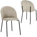 Deco in paris - lot de 2 chaises design en velours beige pieds noirs kenneth