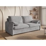 Deco in paris - canap droit convertible 3 places en velours chin gris lamar