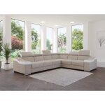 Deco in paris - canap d'angle convertible rversible en velours beige et simili