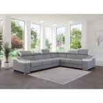 Deco in paris - canap d'angle convertible rversible en velours gris clair et