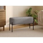 Banquette en tissu effet peau de mouton gris et pieds en m�tal