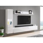 Deco in paris - meuble tv contemporain blanc finition brillant avec led - eliote