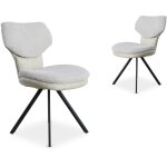 Deco in paris - lot de 2 chaises design en tissu bouclette beige milia