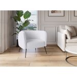 Deco in paris - fauteuil cabriolet tissu bouclette blanc perry