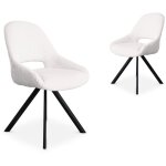 Deco in paris - lot de 2 chaises design en velours c�tel� blanc �cru syra