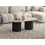 Table basse en marbre composite beige pieds noir dhara black