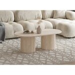 Table basse ovale en marbre composite beige dhara