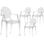 Lot de 4 chaises en plexi transparent avec accoudoirs tolga