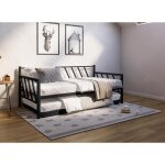 Deco in paris - lit banquette gigogne en mtal noir torry 90 x 190 cm