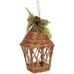 D�co murale lanterne en bois jute et pomme de pin h 37 cm - feeric christmas