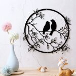 Autre dco murale, en mtal mur art oiseaux sur branche en mtal oiseau silhouette mural sculpture mur ...